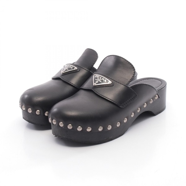 PRADA Clogs Sabot Sandals #35 shoes 1Z794M leather Black Used Women