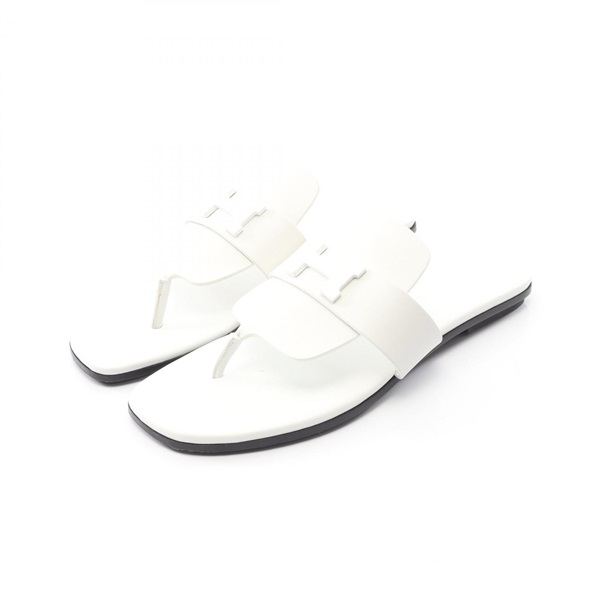 HERMES Gallery Sandals Shoes H231036Z leather White White Used Women size 37