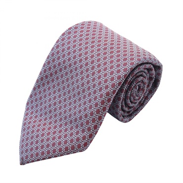 HERMES Tie silk Bordeaux Blue Used mens