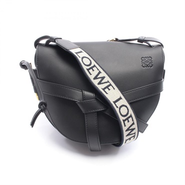 LOEWE Gate Small Shoulder Crossbody Bag leather canvas Black Used Women
