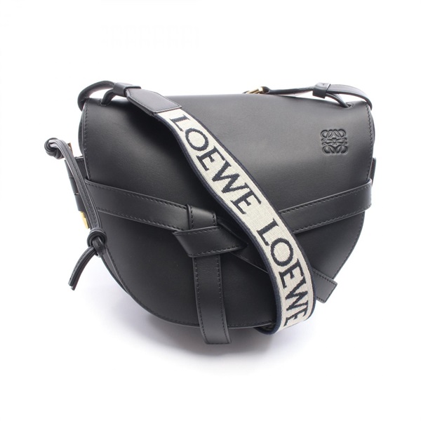 LOEWE Gate Small Shoulder Crossbody Bag leather canvas Black Used Women