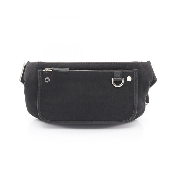BVLGARI Logo mania Waist Belt bag canvas Black Used Women