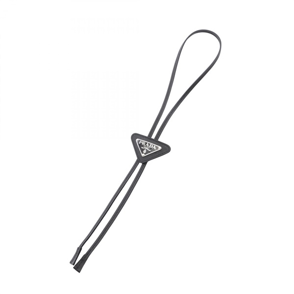 PRADA SAFFIANO TRIANGLE Bolo Tie 2IC027 leather Black Used mens