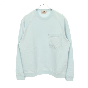 HERMES Sweat with a chest pocket Cotton Blue #XL Used Women