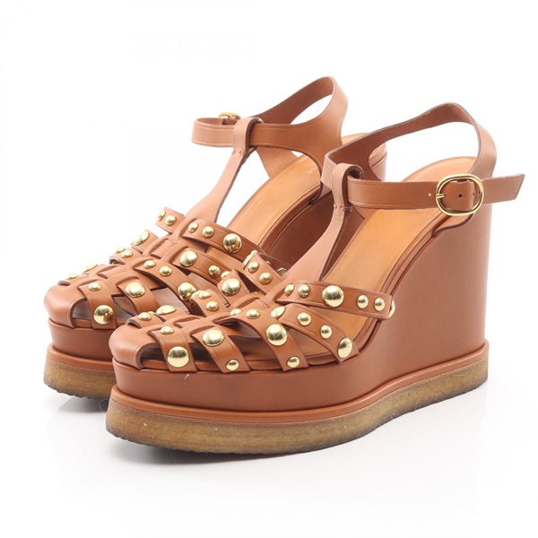 CELINE Sandals #38 shoes heels studs leather Brown Used Women