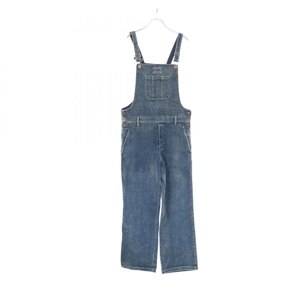 Miu Miu Washed Velvet Corduroy Overalls cotton Blue #40 Used Women