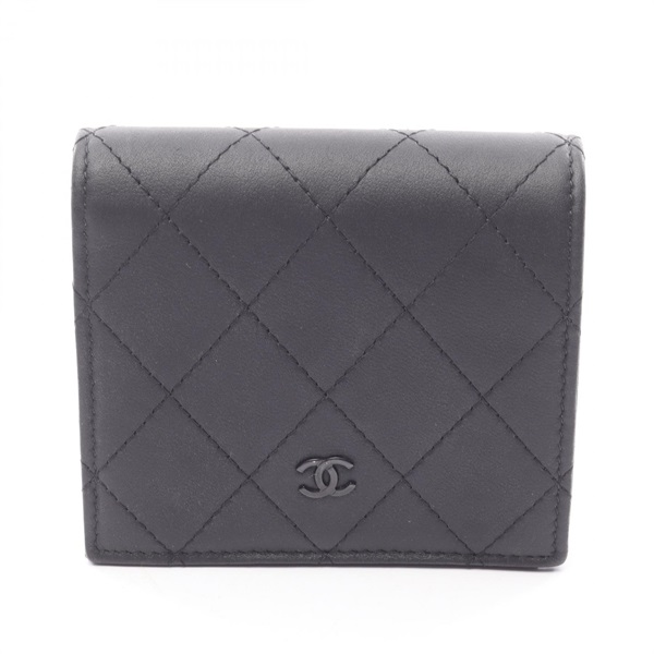 CHANEL Matelasse Bi-fold wallet AP3817 leather Black Used Women Coco Mark