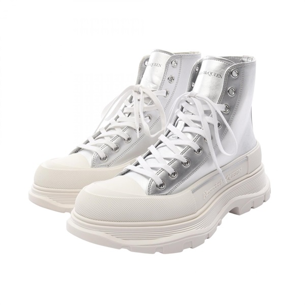 Alexander McQueen TREAD SLICK Sneakers leather Silver Used mens size 43