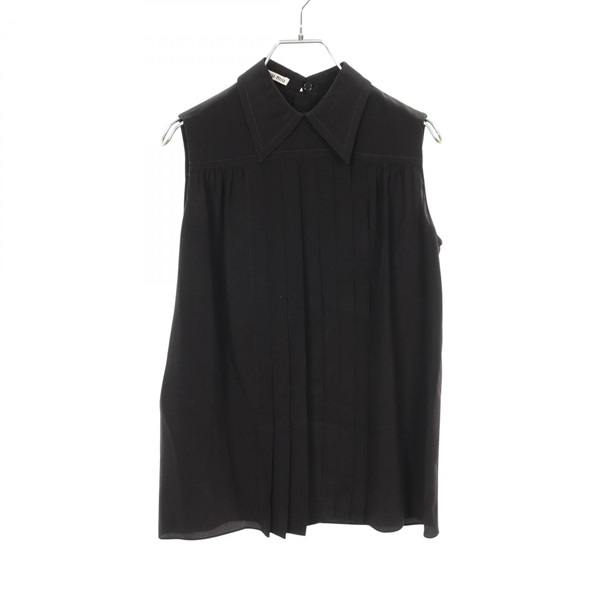Miu Miu Pleated sleeveless blouse #38 MK169 silk Black Used Women
