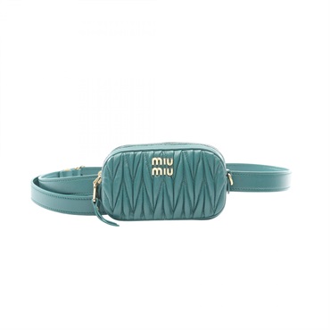 Miu Miu MATELASSE Waist Belt bag 5CC568 leather Green Used Women