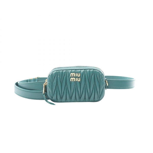 Miu Miu MATELASSE Waist Belt bag 5CC568 leather Green Used Women