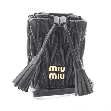 Miu Miu Matelassé Micro Chain Shoulder Bag 5NR026 leather Black Used Women