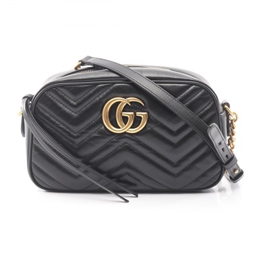 GUCCI GG Marmont Shoulder crossbody Bag 447632 leather Black Used Women