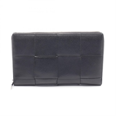 BOTTEGA VENETA Cassette Zip Around Wallet Maxi Intrecciato 49607 leather BK Used