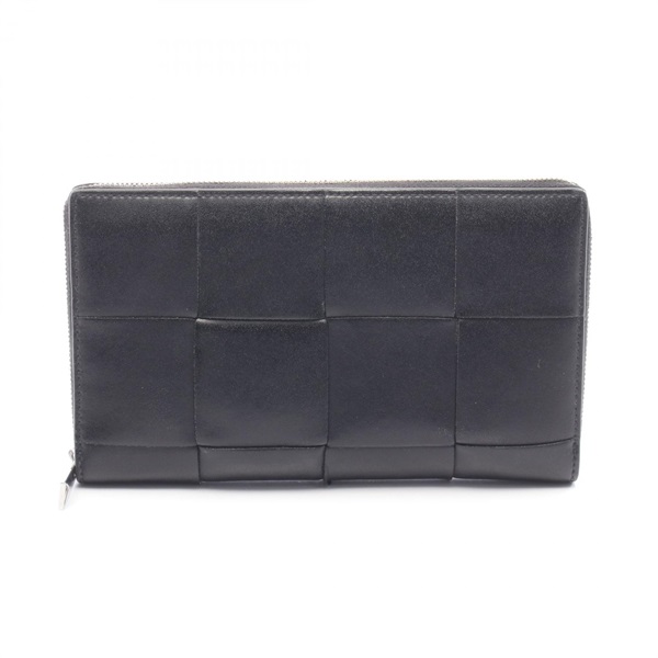 BOTTEGA VENETA Cassette Zip Around Wallet Maxi Intrecciato 49607 leather BK Used