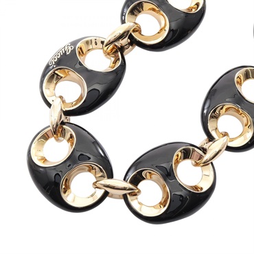 GUCCI Marina Chain Necklace Gold Plated enamel Black Used women