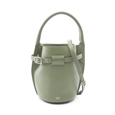 CELINE Big bucket Nano 2Way Shoulder Handbag 187243 leather Green Used Women