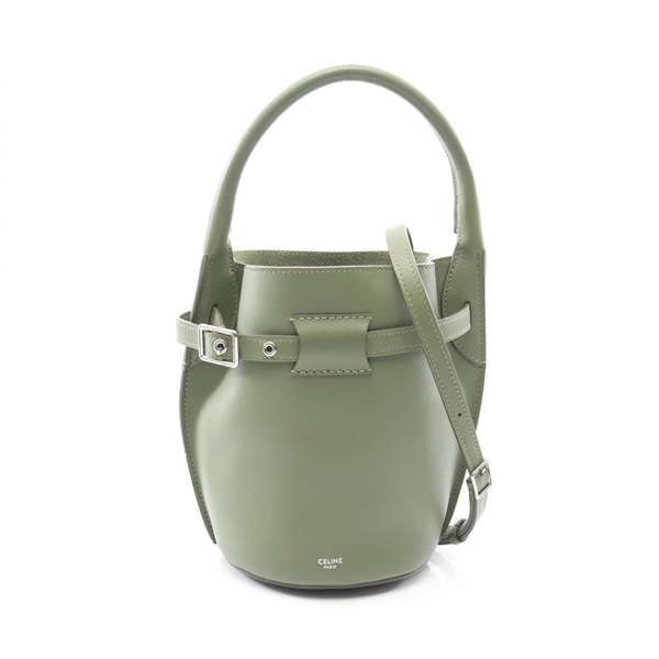 CELINE Big bucket Nano 2Way Shoulder Handbag 187243 leather Green Used Women