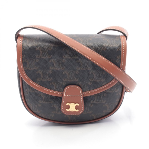CELINE Triomphe Mini busas Shoulder crossbody Bag 196702BZJ canvas leather black