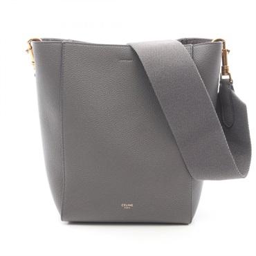 CELINE Sangle bucket small Shoulder Bag 189303 leather Gray Used Women