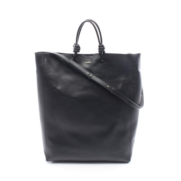 JIL SANDER GIRO Shoulder Hand Tote Bag leather Black Used Women