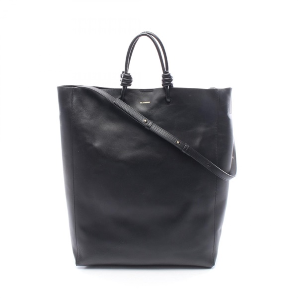 JIL SANDER GIRO Shoulder Hand Tote Bag leather Black Used Women