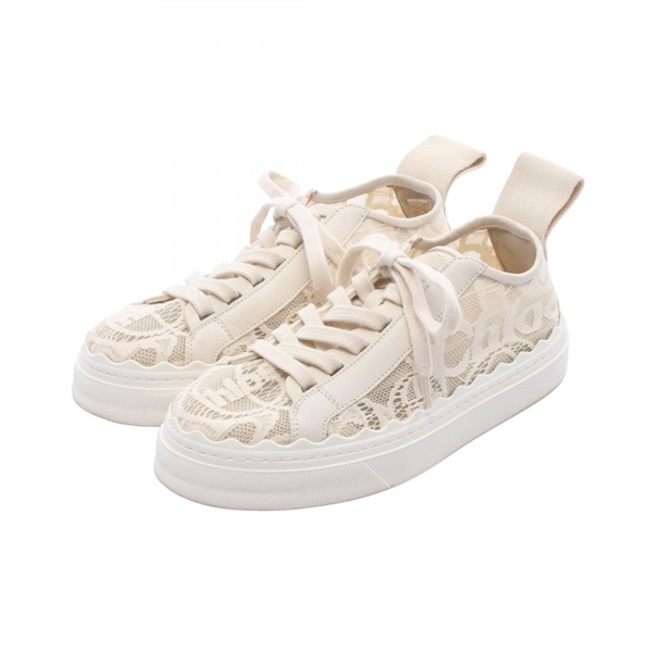 Chloe Lauren lace Sneakers leather Fabric Beige Used Women size 35