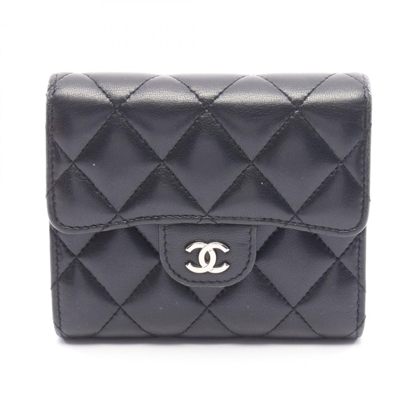 CHANEL Classic small flap wallet Tri-fold purse AP0231 Lambskin Black GHW COCO