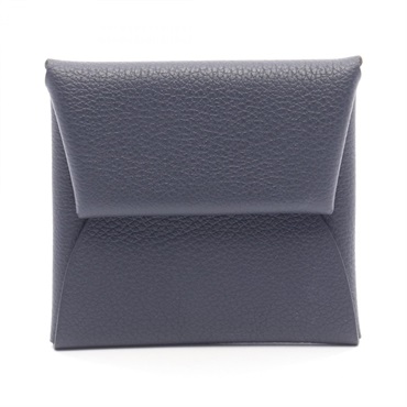 HERMES Bastia Verso Coin change purse leather Navy Sesame Blue indigo SHW Used D