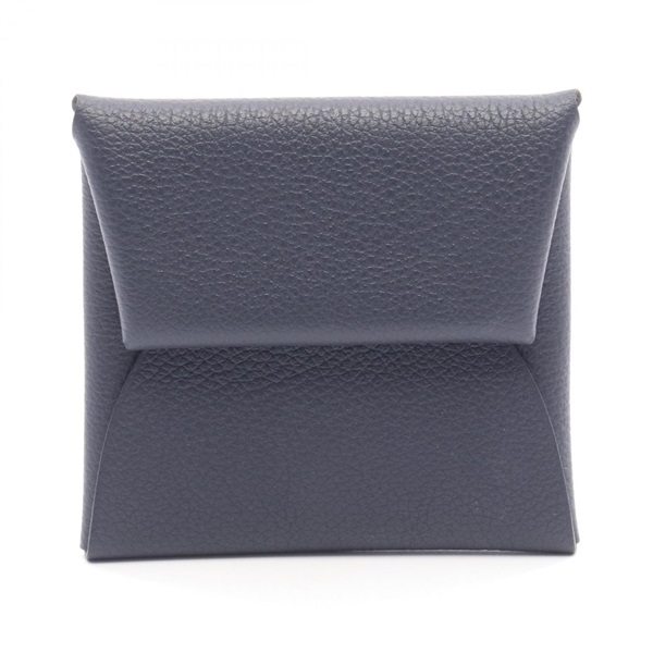 HERMES Bastia Verso Coin change purse leather Navy Sesame Blue indigo SHW Used D