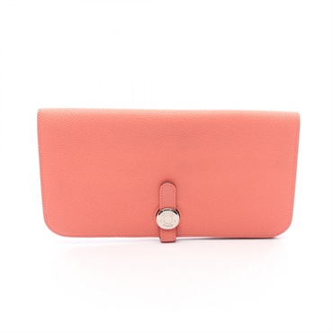 HERMES Dogon Long  Bifold wallet Togo leather Pink Rose candy Used Women SHW X