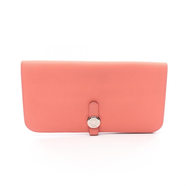 HERMES Dogon Long  Bifold wallet Togo leather Pink Rose candy Used Women SHW X
