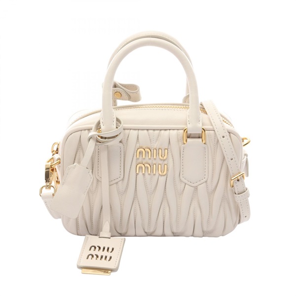 Miu Miu VIT.DAINO SOFT Shoulder Handbag 5BB123 leather White Used Women GHW