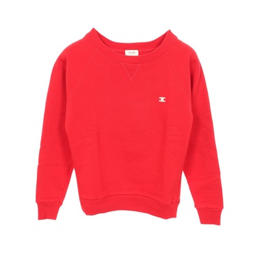 CELINE Triomphe Crewneck sweat cotton Red #XS Used Women