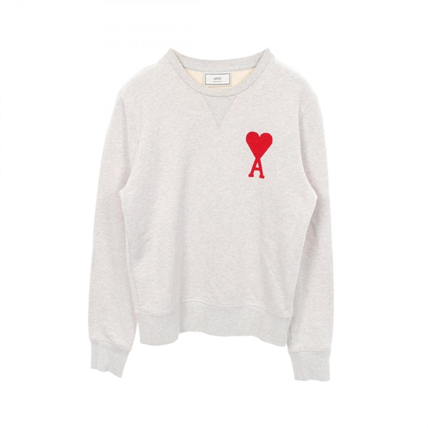 AMI Heart Logo Crew neck Sweatshirts cotton Gray Used unisex size S