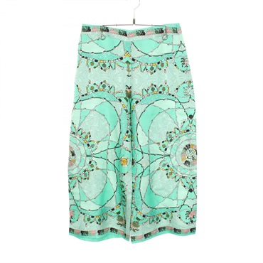 Emilio Pucci All-over print Wide Pants #42 silk Green Multicolor Used Women