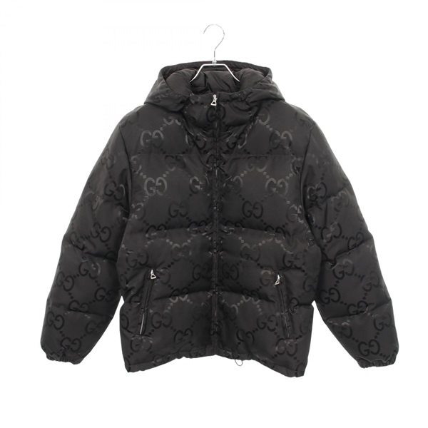 GUCCI Jumbo GG Hooded Down jacket Coat 698710 Nylon Black Used mens #48
