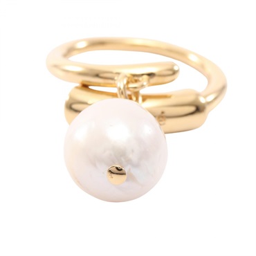 Chloe DARCEY Ring Gold Plated Artificial pearl White Used women US size 6.25