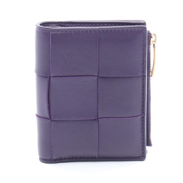 BOTTEGA VENETA Small Cassette MaxiIntrecciato Bi-fold wallet purse 742698 purple