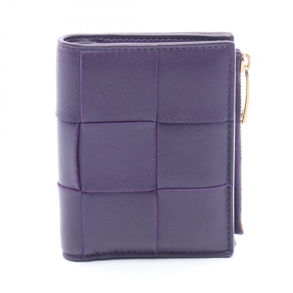 BOTTEGA VENETA Small Cassette MaxiIntrecciato Bi-fold wallet purse 742698 purple