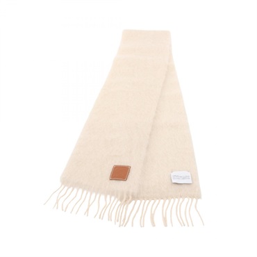 LOEWE Anagram Scarf Stole Wrap Echarpe wool Moheya Beige Used Women