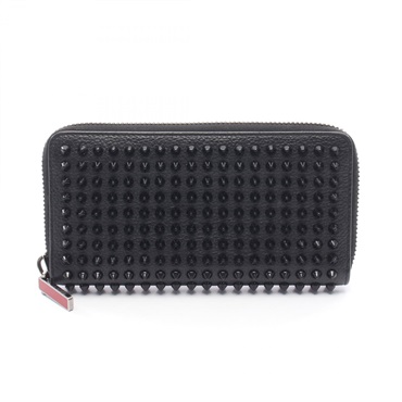 Christian Louboutin PANETTONE Around zip long Wallet Purse leather Black Used