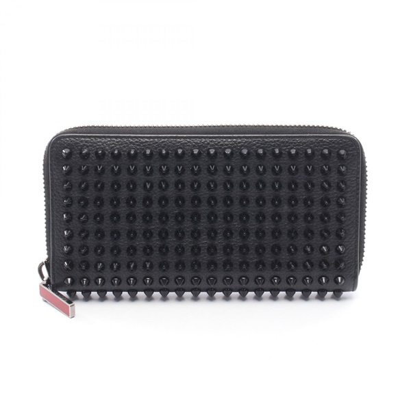 Christian Louboutin PANETTONE Around zip long Wallet Purse leather Black Used