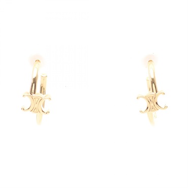 CELINE Triomphe Hoop Pierced earrings Gold Plated Used Women
