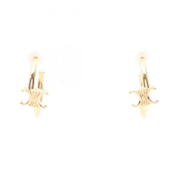CELINE Triomphe Hoop Pierced earrings Gold Plated Used Women