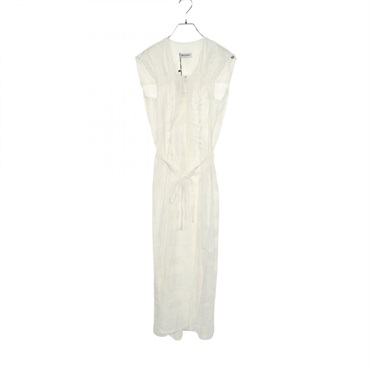 LOW CLASSIC SHIRRING SLEEVELESS MAXI Dress LW265DR03 Rayon Nylon White #M Used