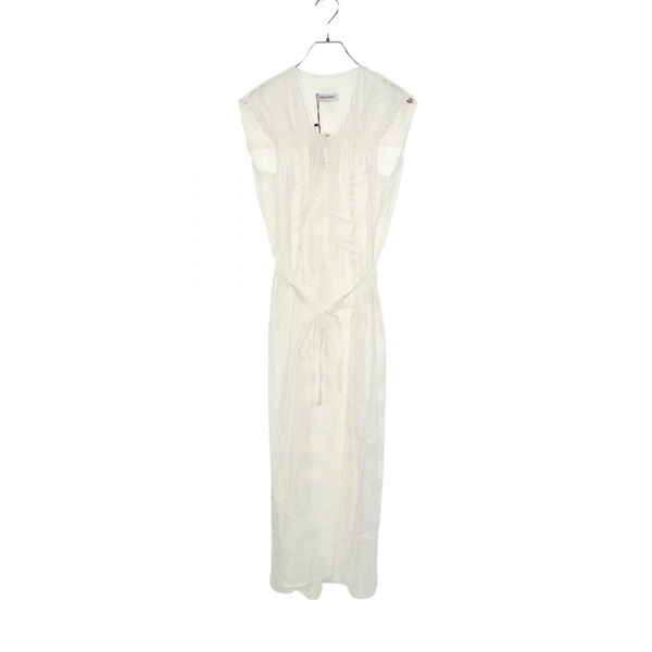 LOW CLASSIC SHIRRING SLEEVELESS MAXI Dress LW265DR03 Rayon Nylon White #M Used