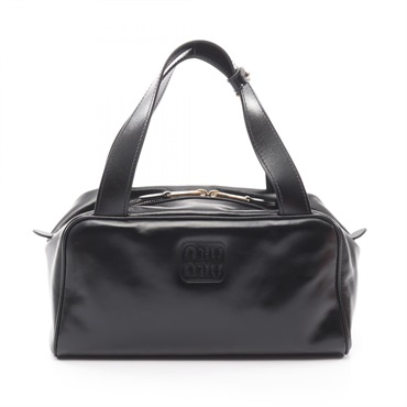 Miu Miu SOFTY SHINE Handbag 5BB182 leather Black Used Women
