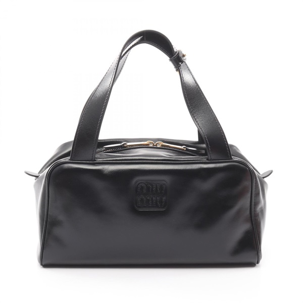 Miu Miu SOFTY SHINE Handbag 5BB182 leather Black Used Women