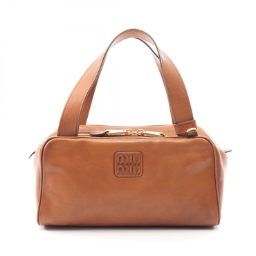 Miu Miu VITTELO ANTIC Handbag 5BB182 leather Brown Used Women
